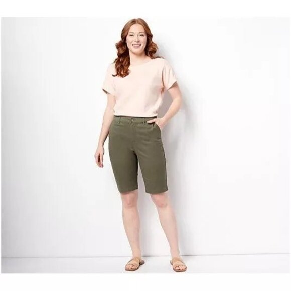 Denim & Co. EasyWear Twill Bermuda Shorts Size 2 Navy Blue A476743 Inseam 11 NEW - Picture 3 of 6